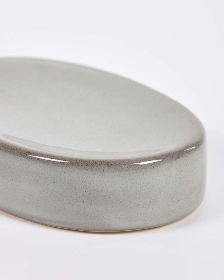 Chavela grey ceramic soap dish