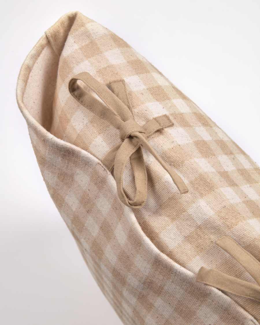 Bigahel Kissenbezug 100% Baumwolle kariert in Beige und Senf 45 x 45 cm