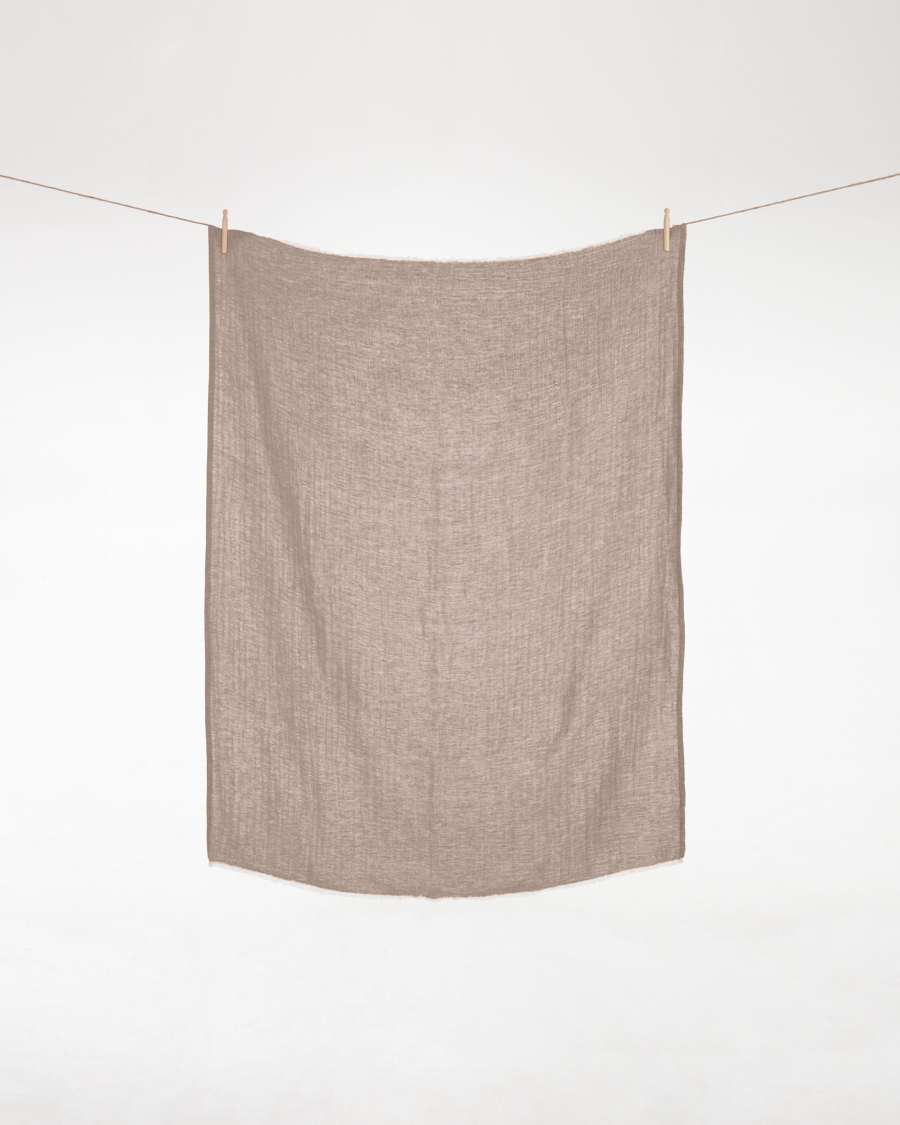 Plaid Casilda en lin et coton marron 130 x 170 cm