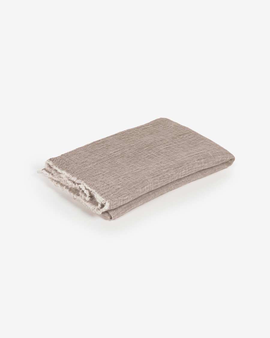 Plaid Casilda en lin et coton marron 130 x 170 cm