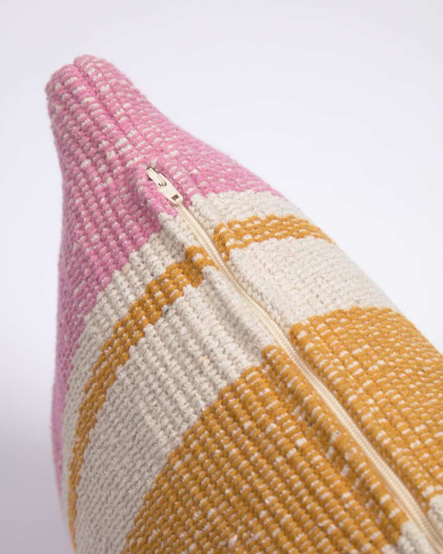 Marilina cushion cover 100% cotton in pink and multicoloured stripes 30 x 50 cm
