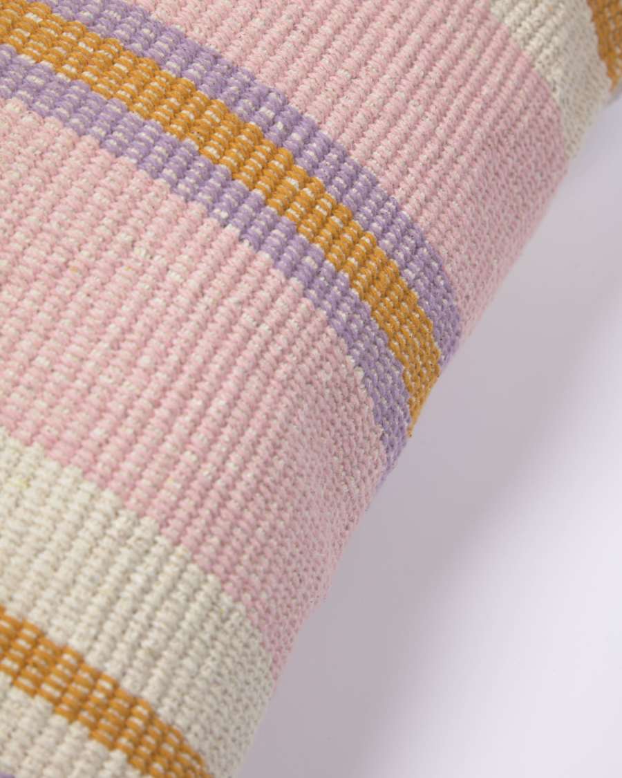 Marilina 100% cotton cushion cover in mauve with multicolour stripes, 45 x 45 cm