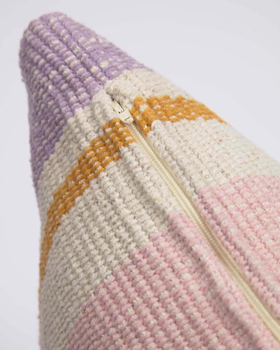 Marilina 100% cotton cushion cover in mauve with multicolour stripes, 45 x 45 cm