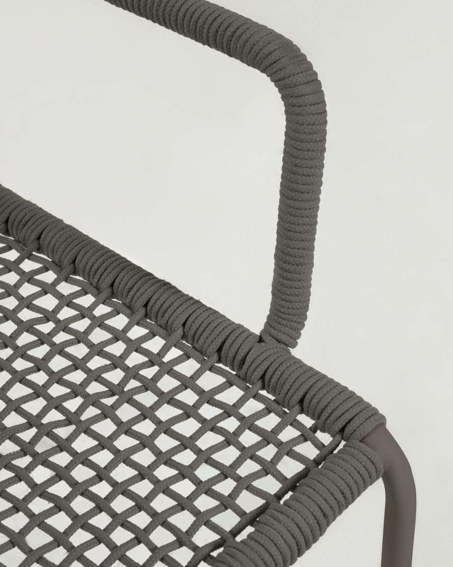 Cailin stackable chair in green cord with galvanised steel legs painted dark green