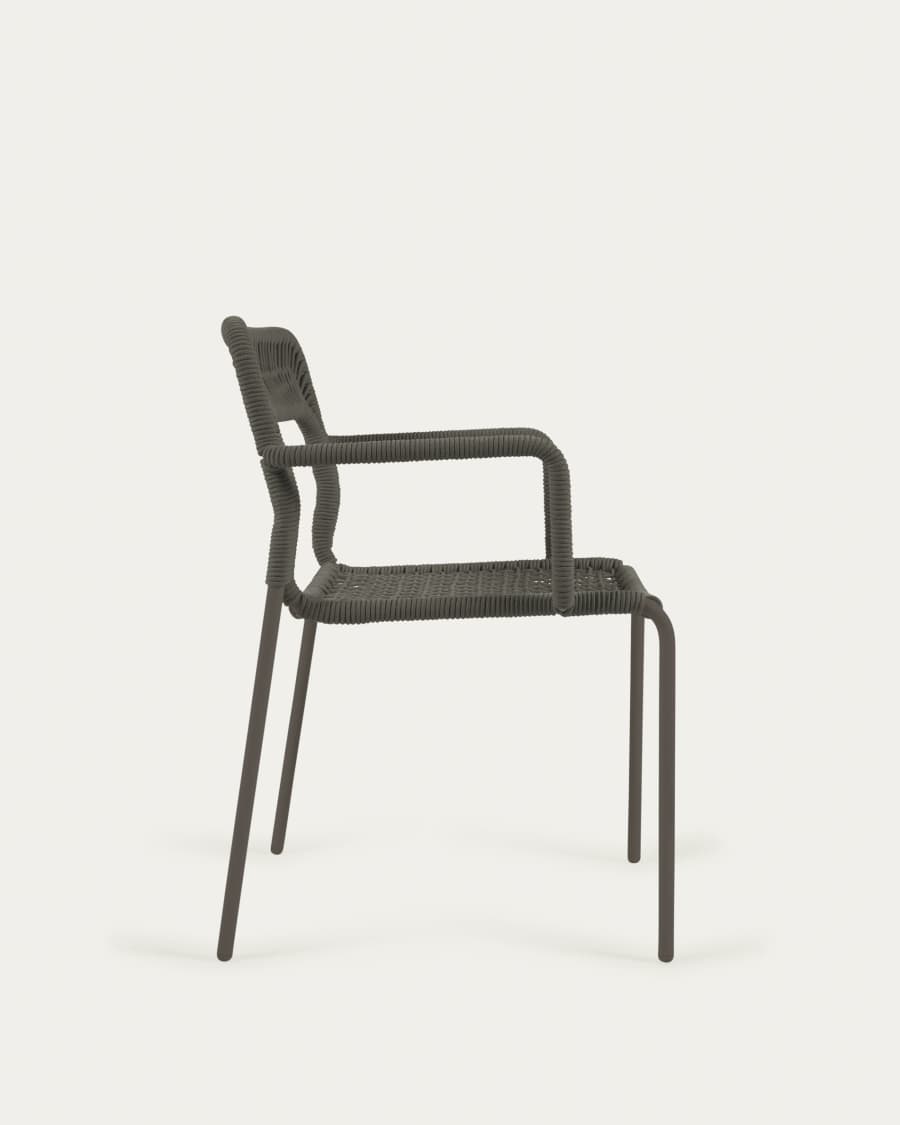 Cailin stackable chair in green cord with galvanised steel legs painted dark green