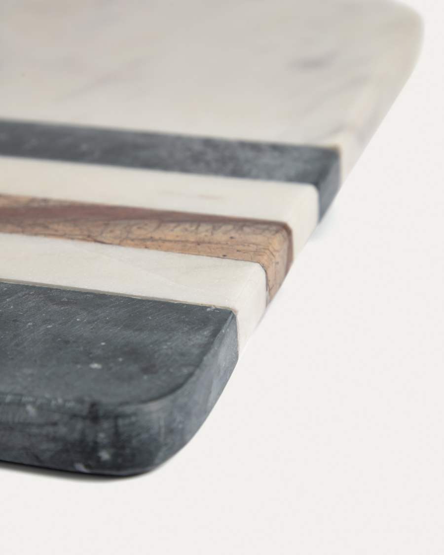 Saskia Serviertablett aus Marmor weiß, braun und grün