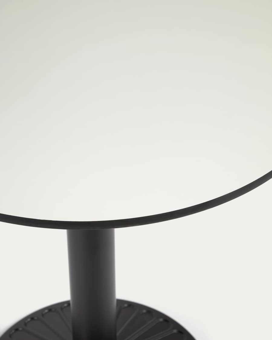 Τραπέζι εξωτερικού χώρου Tiaret, στρογγυλό, λευκό με μεταλλική μαύρη βάση, Ø68εκ