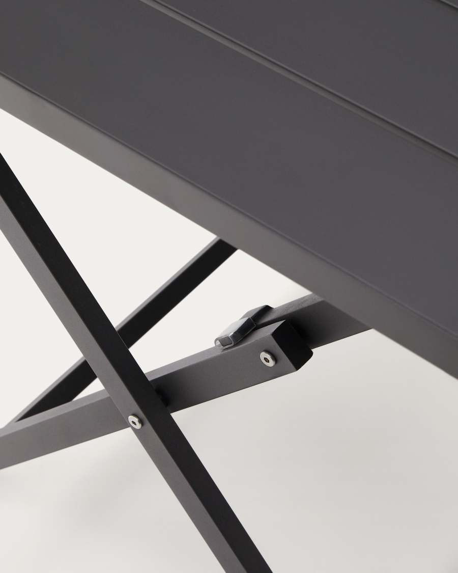 Torreta opvouwbare buitentafel van aluminium met donkergrijze afwerking 140 x 70 cm