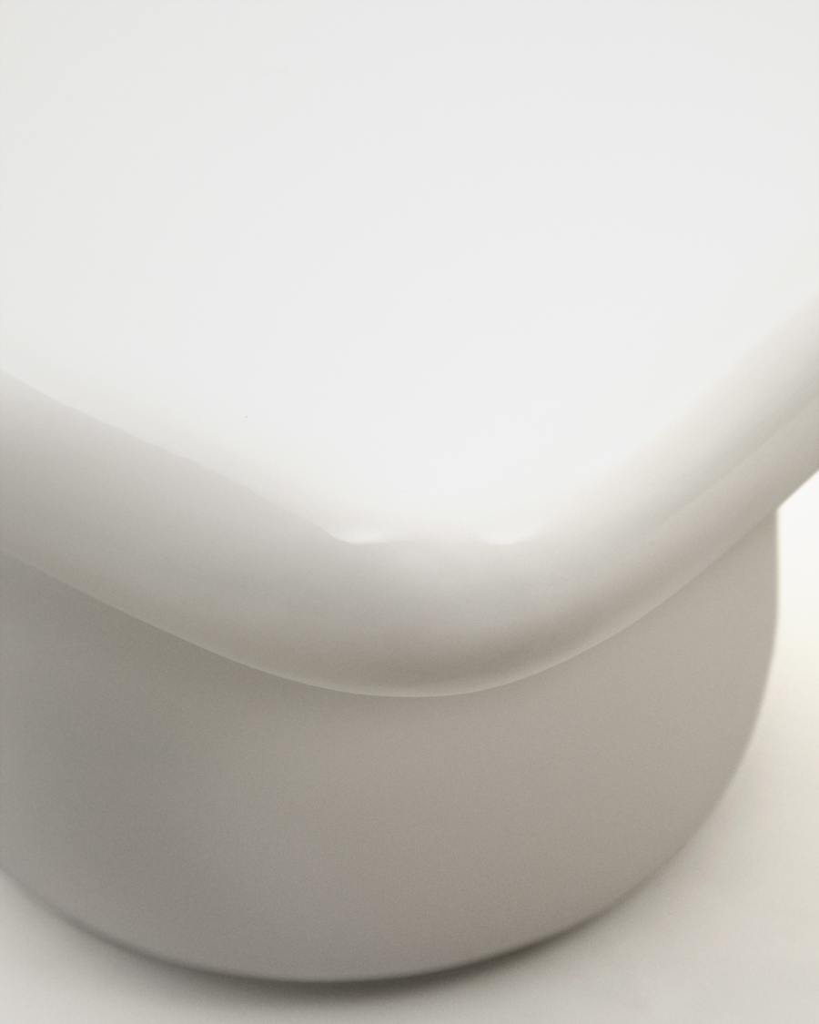 Canaret cement table in a glossy white finish, 239 cm x 102 cm