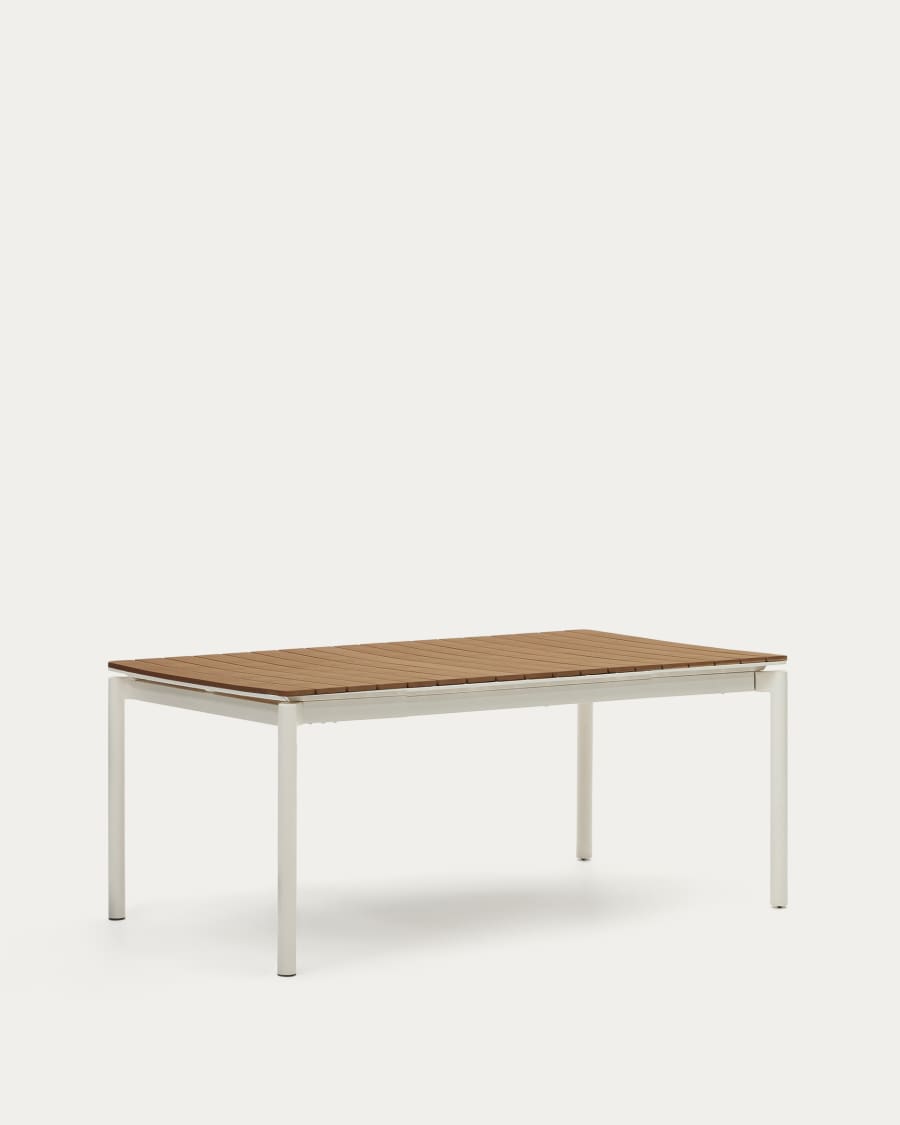 Uitschuifbare buitentafel Canyelles in polystyreen en mat wit aluminium 180(240) x 100 cm