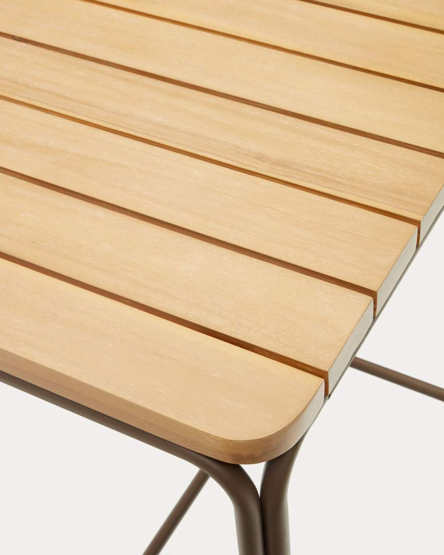 Salguer solid acacia & brown steel bar table, outdoor suitable, 70 x 70 cm FSC 100%