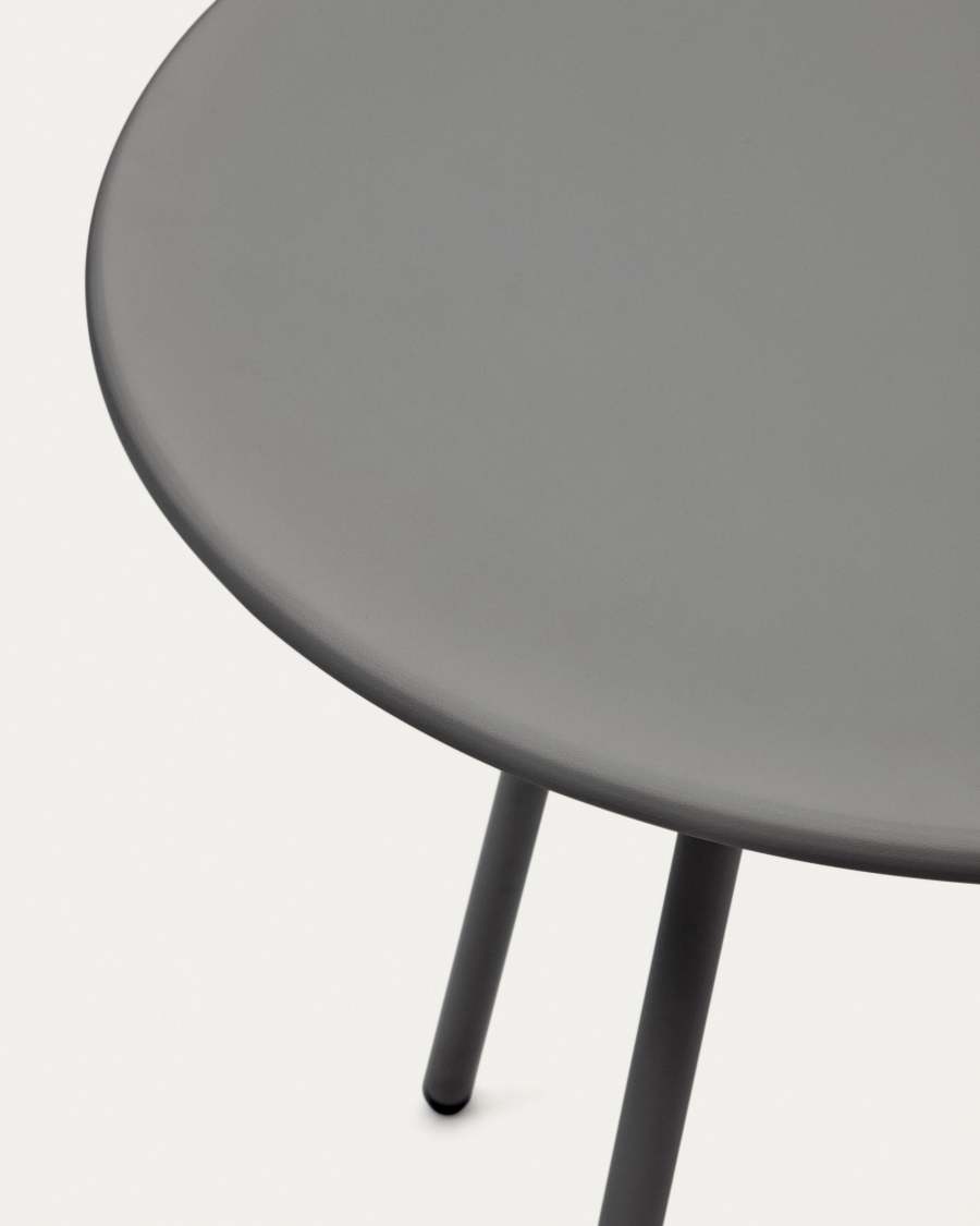 Montjoi round outdoor table in steel with a grey finish, Ø 70 cm