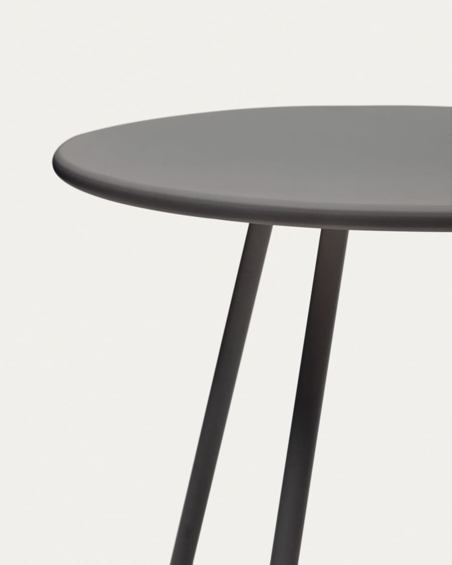 Montjoi round outdoor table in steel with a grey finish, Ø 70 cm