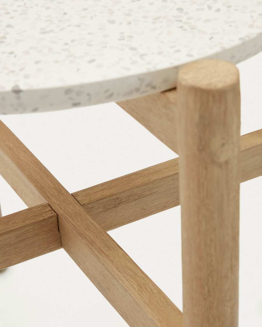 Table d'appoint Pola en ciment et bois d'eucalyptus Ø 50 cm FSC