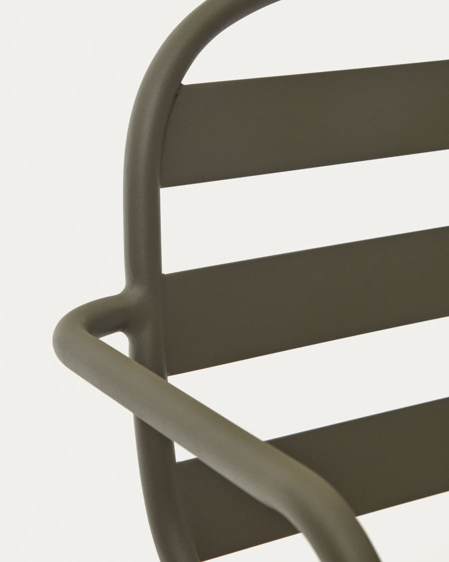 Joncols stackable outdoor aluminium chair with a powder coated green finish