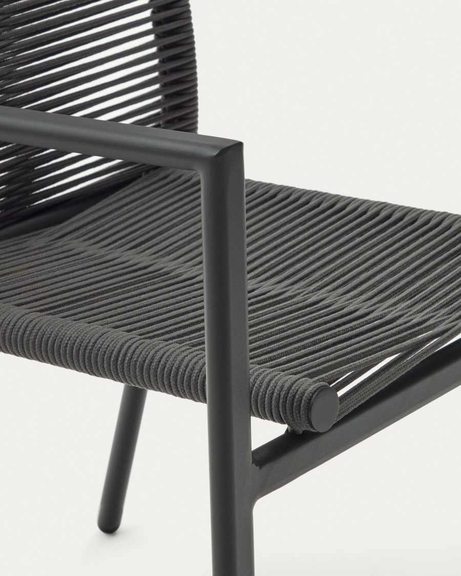 Sedia da esterno Culip in corda ed alluminio grigia