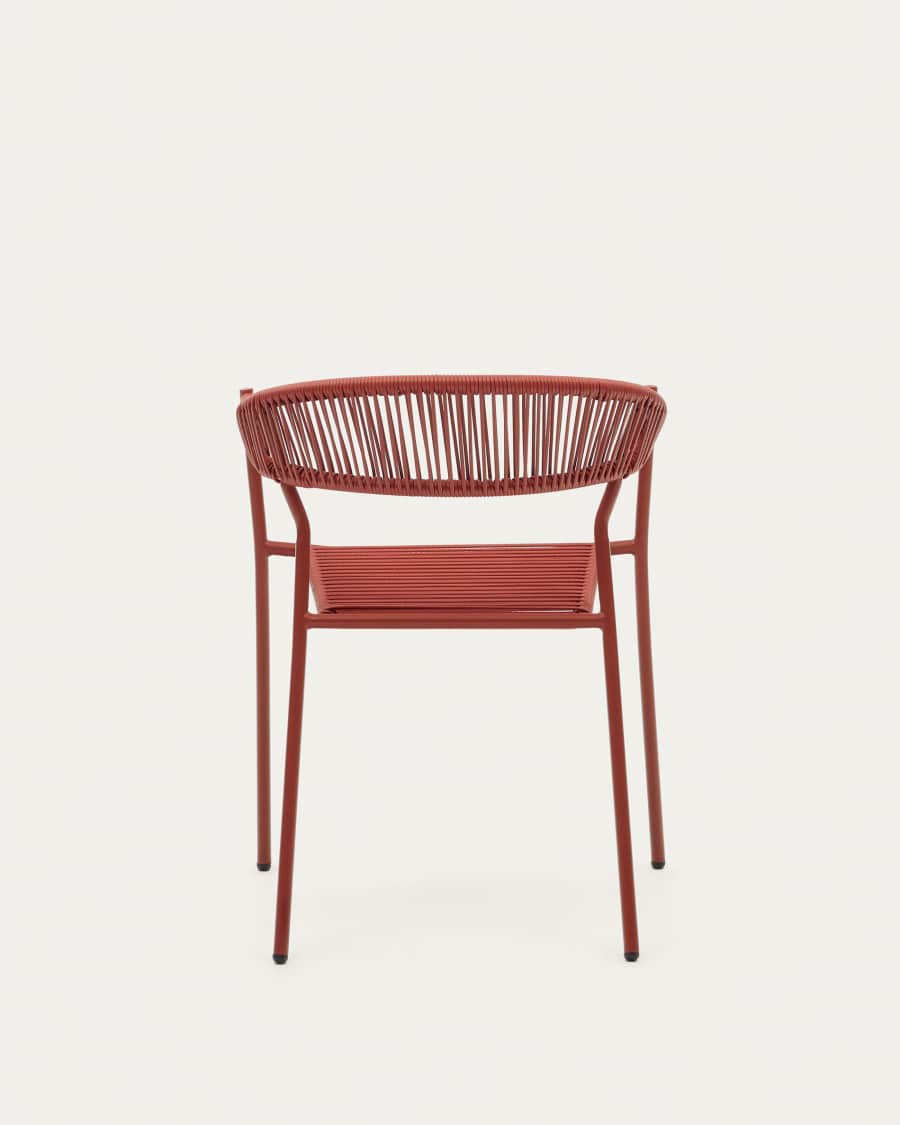 Futadera stapelbarer Gartenstuhl aus Kunststoffseil in Terrakotta und Stahl mit Finish in Terrakotta