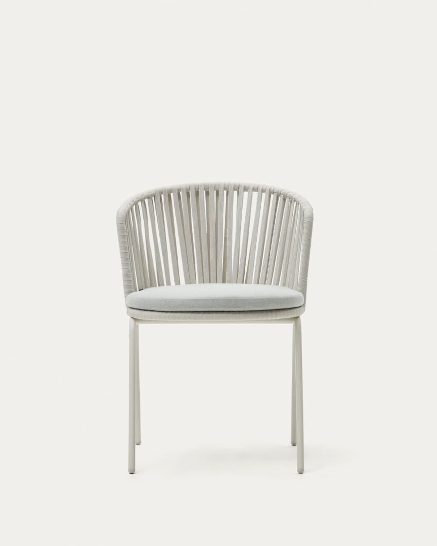 Sedia da esterni Saconca in corda e acciaio zincato grigio