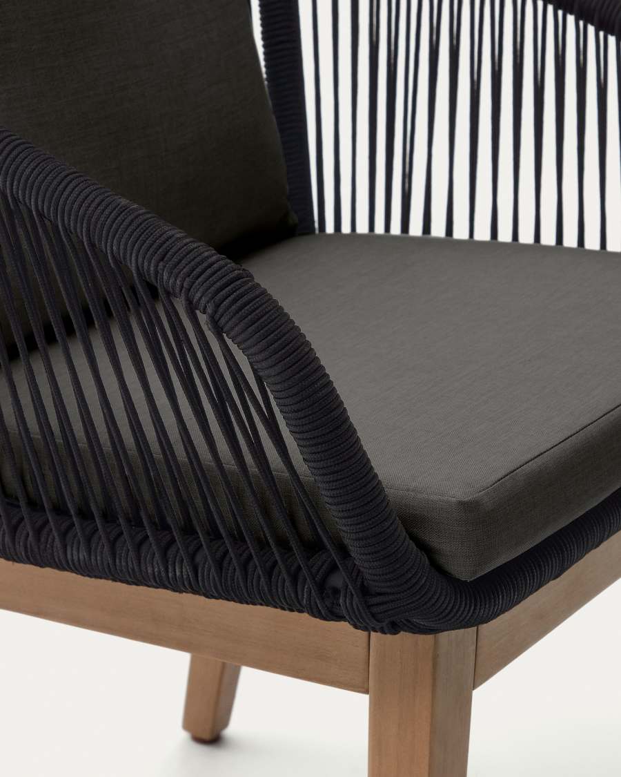 Portalo chair in black cord with solid acacia wood legs