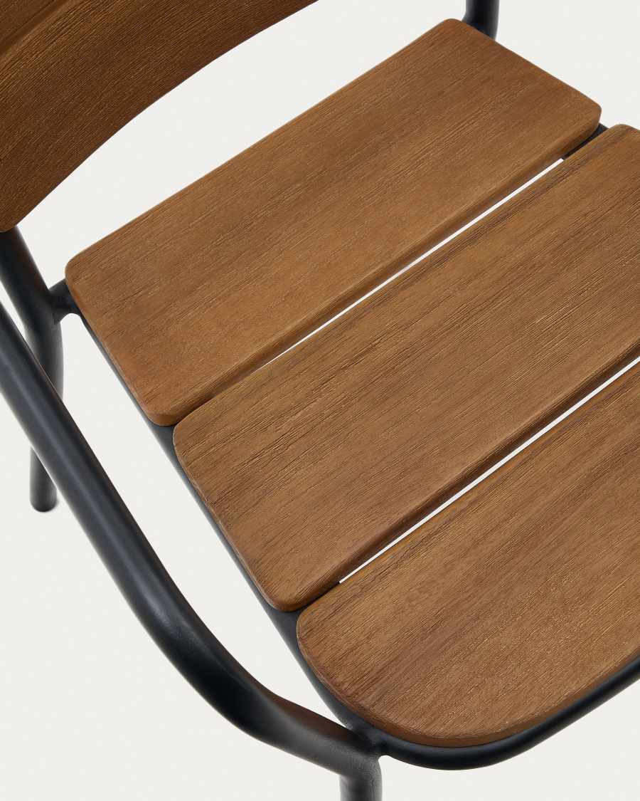 Algueret Chair made of solid eucalyptus wood with natural finish and black aluminum FSC 100%