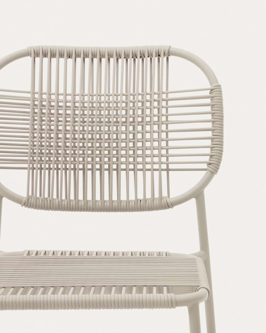 Talaier Outdoor Stuhl stapelbar aus synthetischem Seil und verzinktem Stahl beigefarbenes Finish