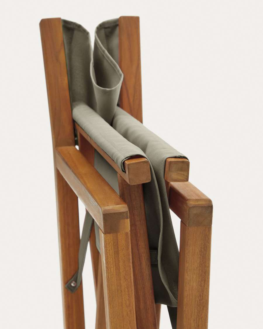 Chaise pliante pour le jardin Thianna verte et en bois d'acacia FSC 100 %