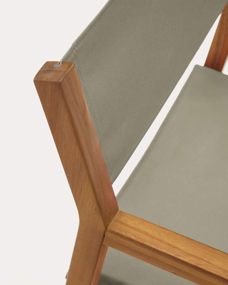 Chaise pliante pour le jardin Thianna verte et en bois d'acacia FSC 100 %