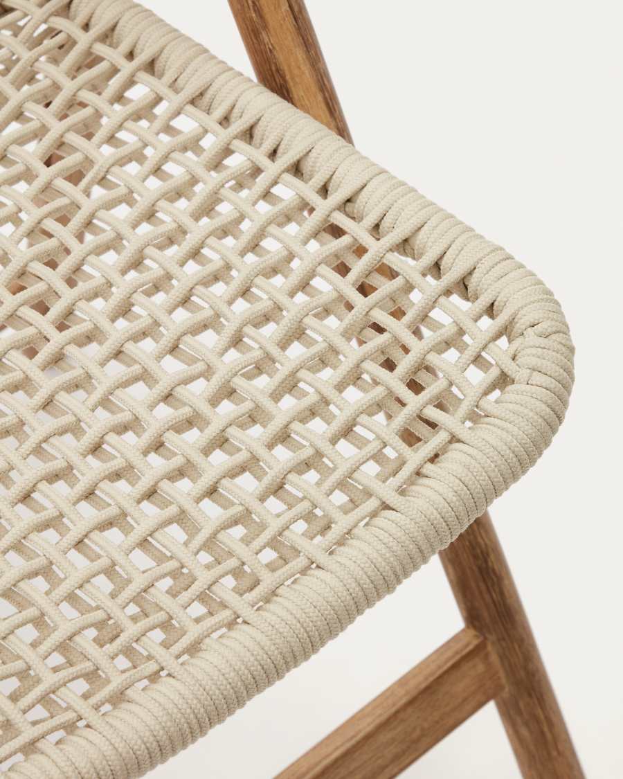 Dandara solid acacia wood folding chair, steel structure and white cord, FSC 100%