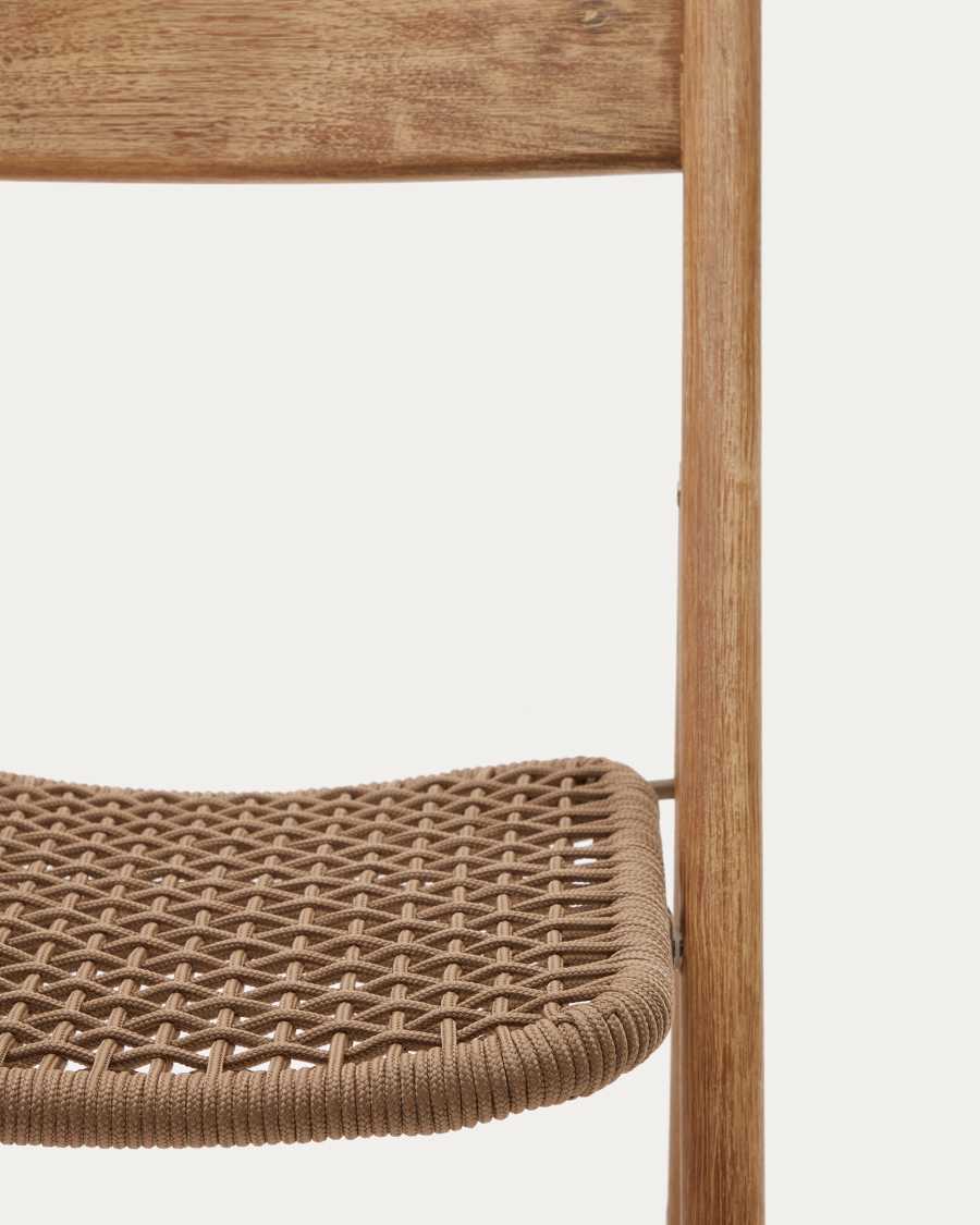 Dandara folding chair in solid acacia wood with steel structure and beige cord FSC 100%