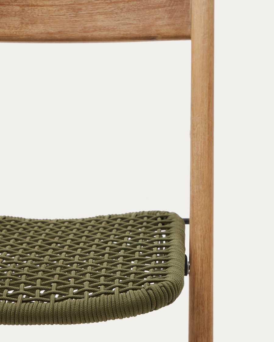 Dandara folding chair in solid acacia wood with steel structure and green cord FSC 100%