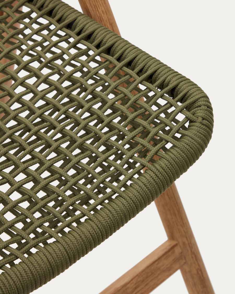 Dandara folding chair in solid acacia wood with steel structure and green cord FSC 100%