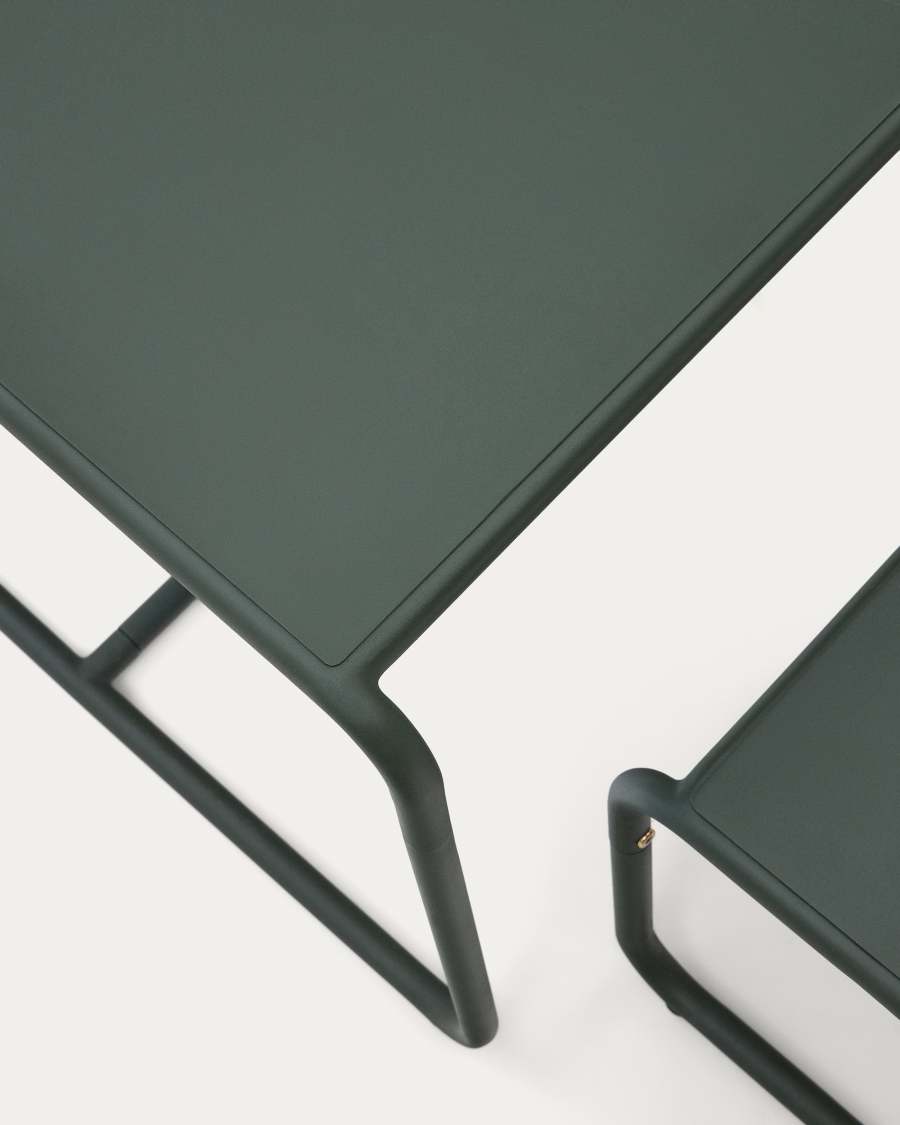 Sotil Children's Set of 2 Benches and Galvanized Steel Table with Green Finish 95 x 62 cm