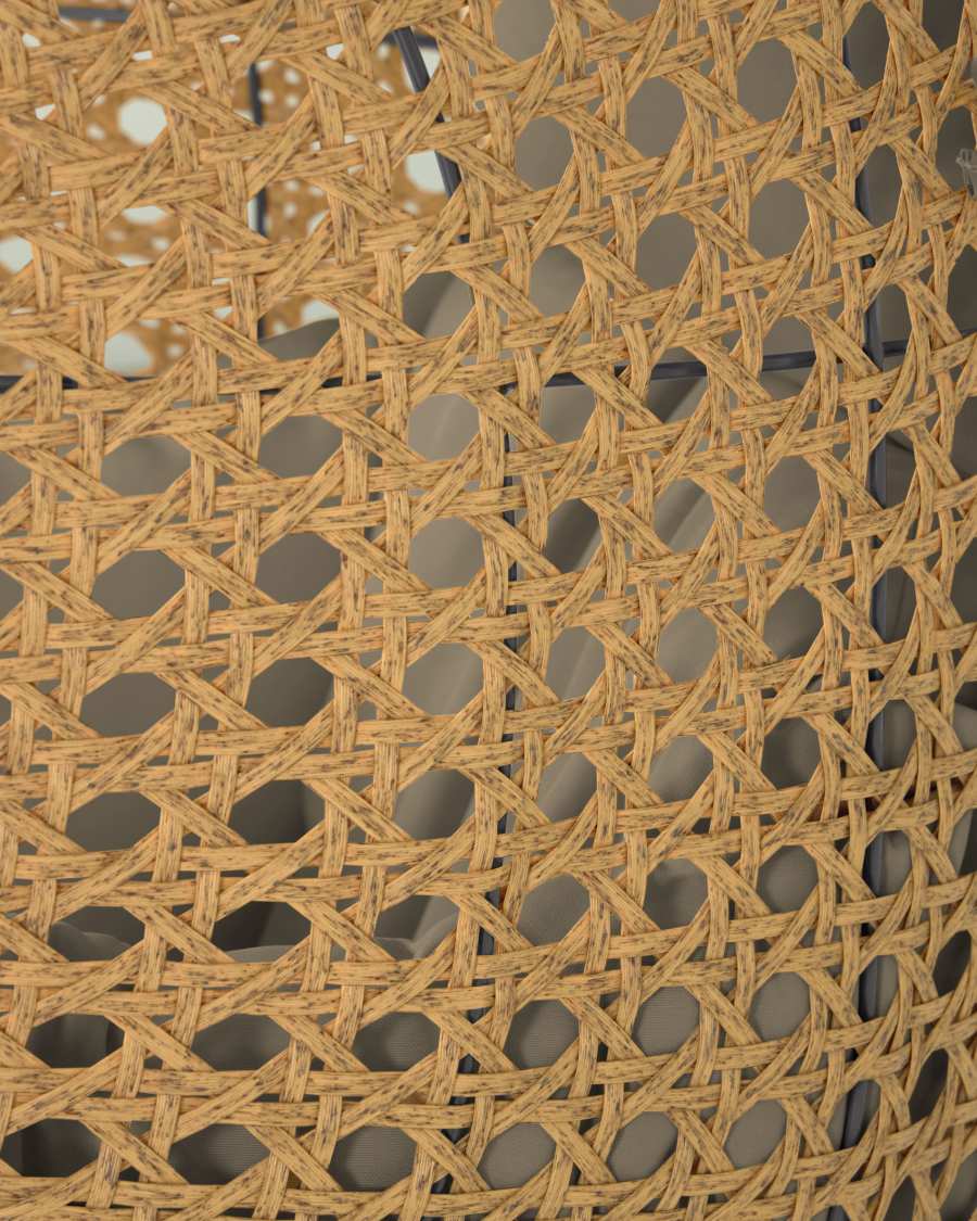 Cira light grey hanging armchair with natural finish