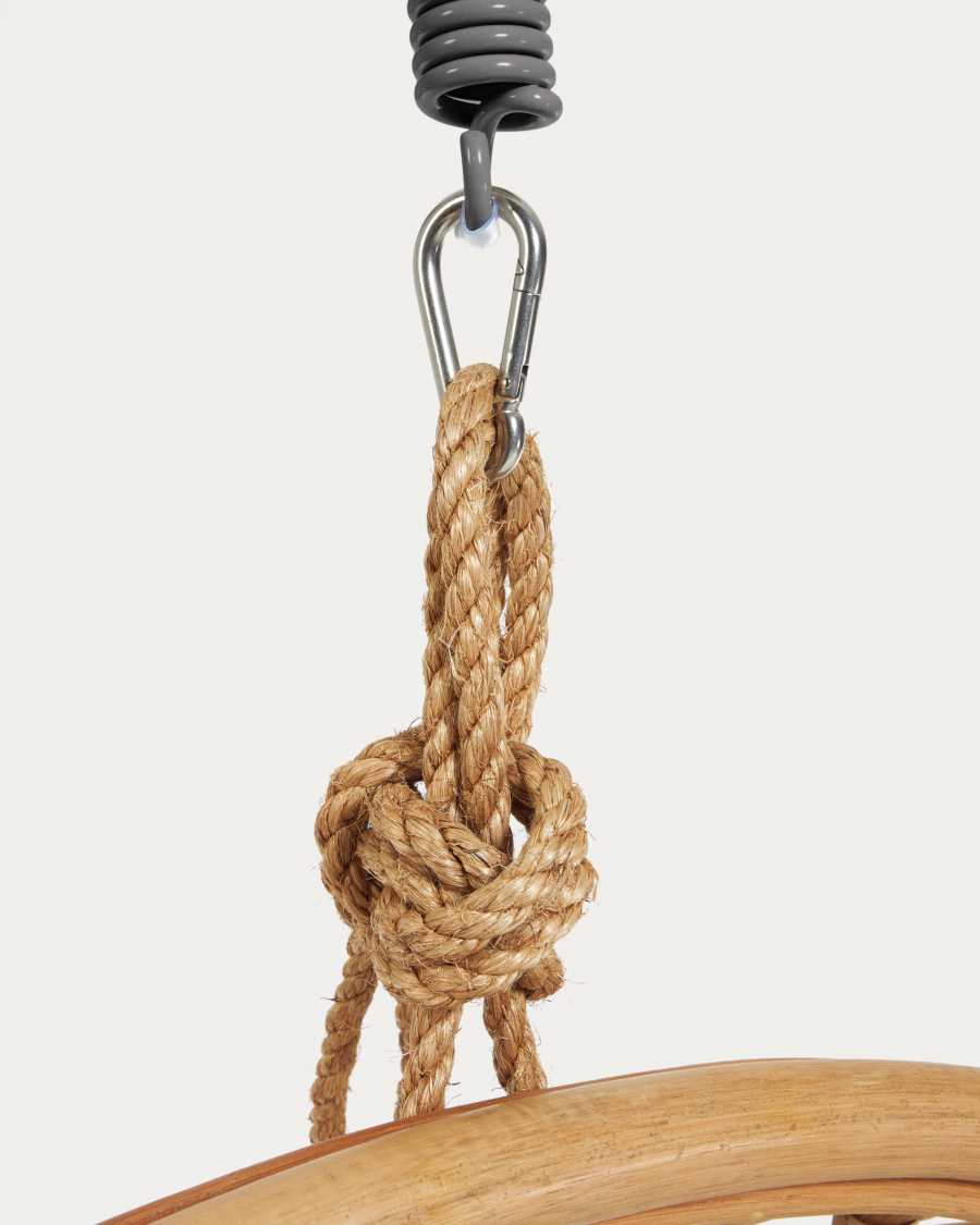 Ekaterina dark grey hanging armchair with foot in rattan