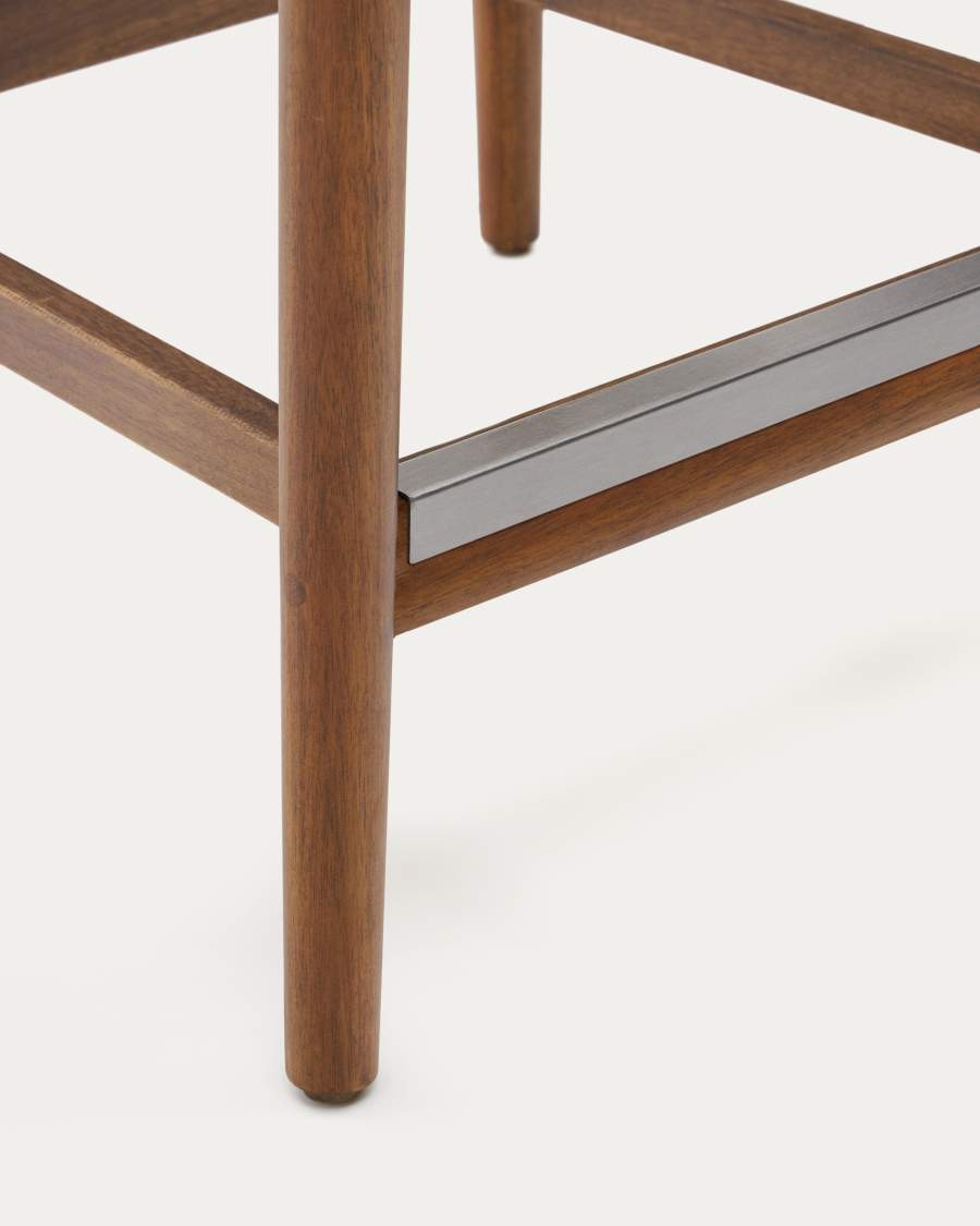 Tabouret Nina en acacia, finition noyer et corde beige hauteur 62 cm FSC 100 %