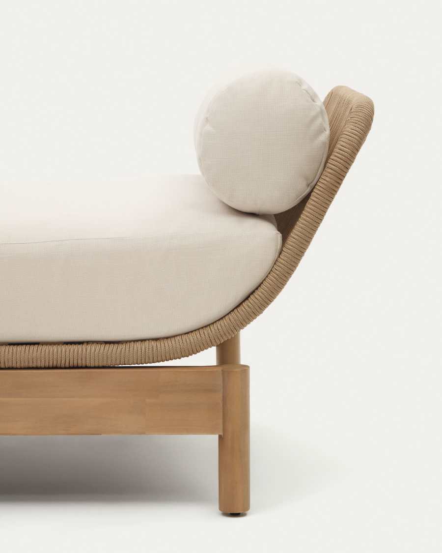 Catalina sun lounger, in beige cord and solid FSC acacia wood