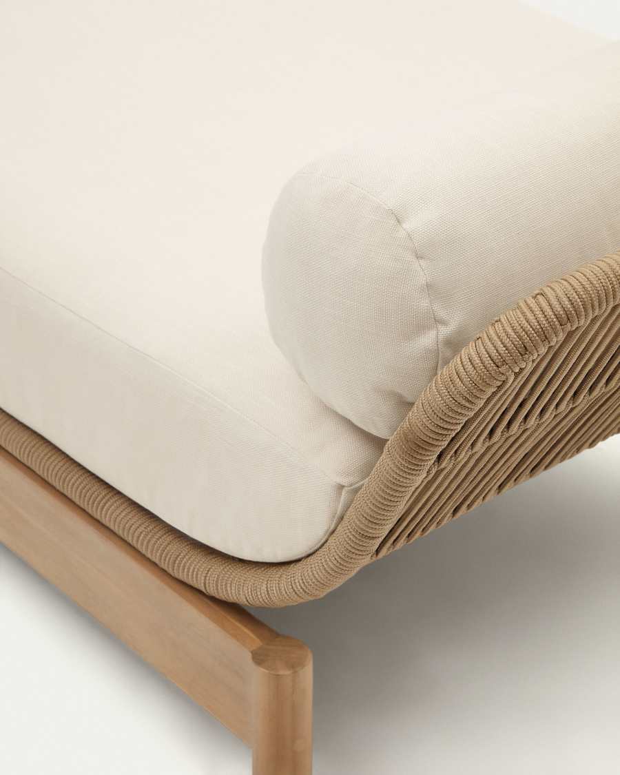 Catalina sun lounger, in beige cord and solid FSC acacia wood