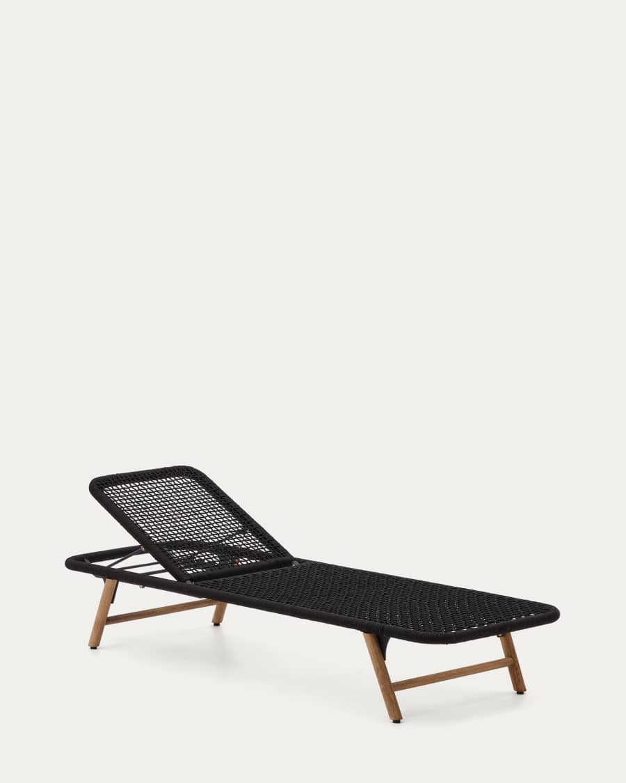 Chaise longue Dandara structure en acier corde noire et pieds en bois acacia FSC 100 %