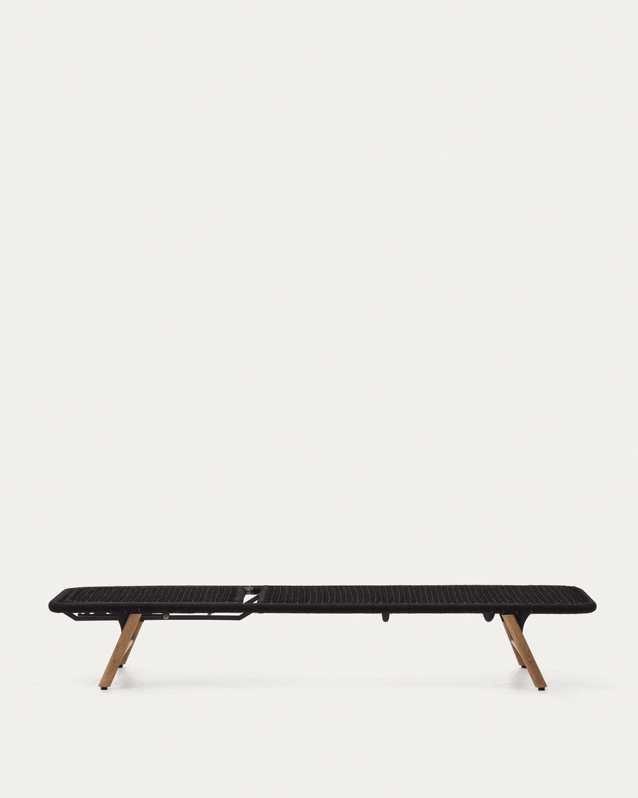 Chaise longue Dandara structure en acier corde noire et pieds en bois acacia FSC 100 %