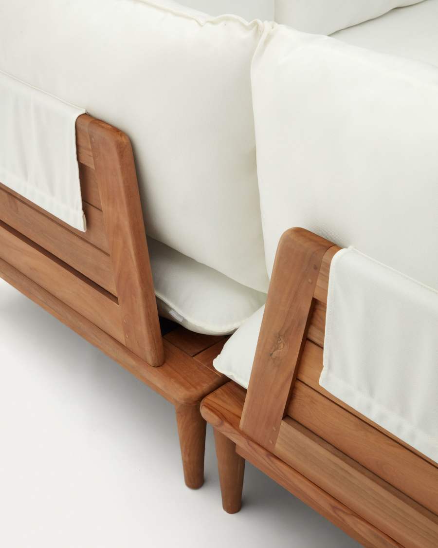 Set modulare Portitxol poltrona angolare, 2 poltrone e tavolino in legno massiccio di teak