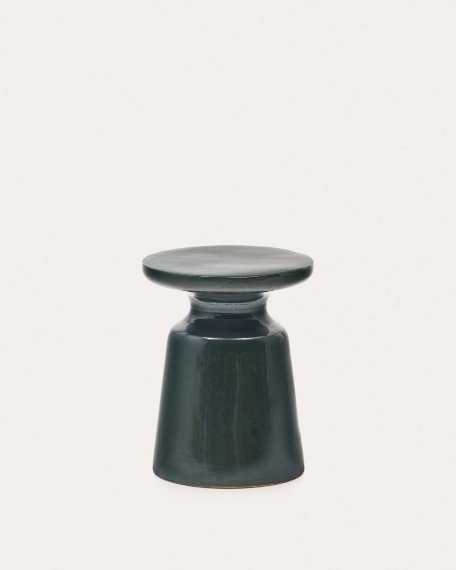 Mesquida outdoor side table made of ceramic with glazed green finish Ø 39 cm