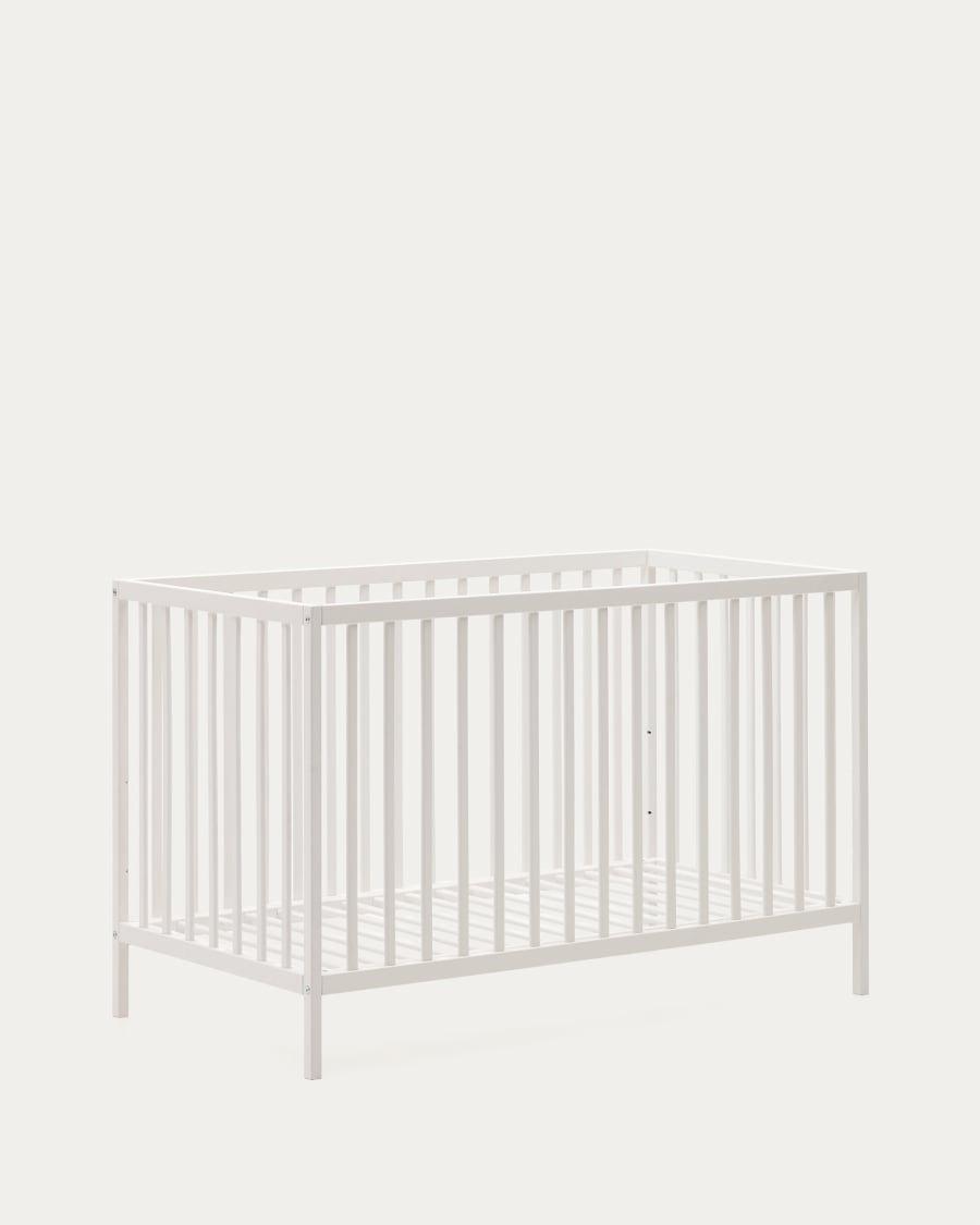 Shantal solid ash wood cot in white finish, 60 x 120 cm