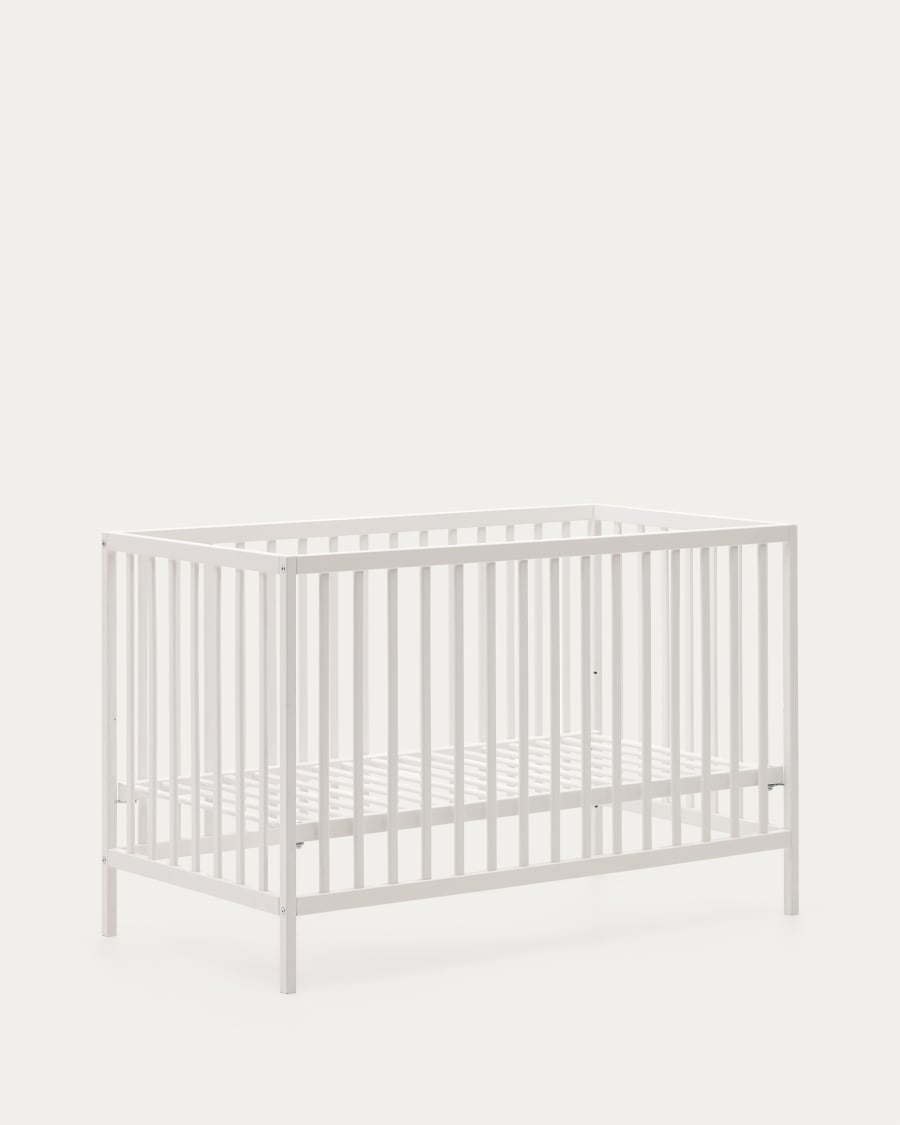 Shantal solid ash wood cot in white finish, 60 x 120 cm