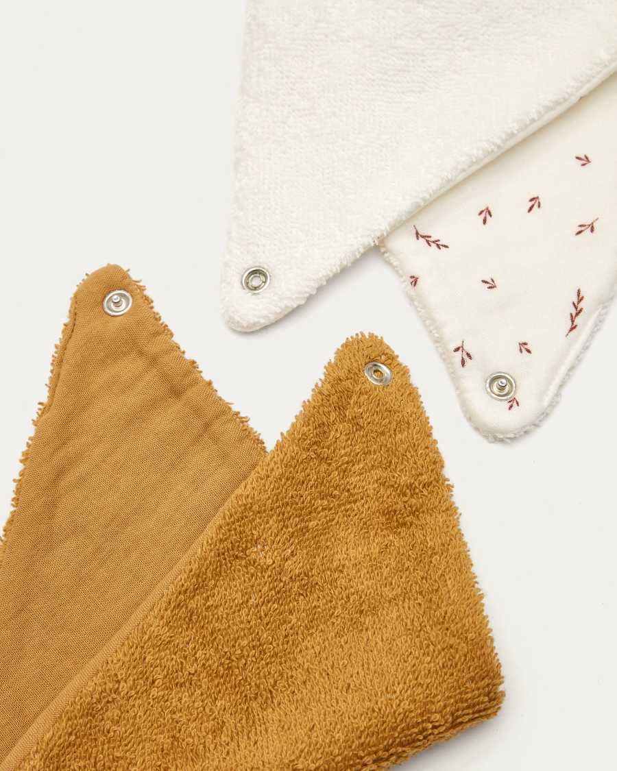 Set Deya de 2 bandanas algodão mostarda e branco estampado