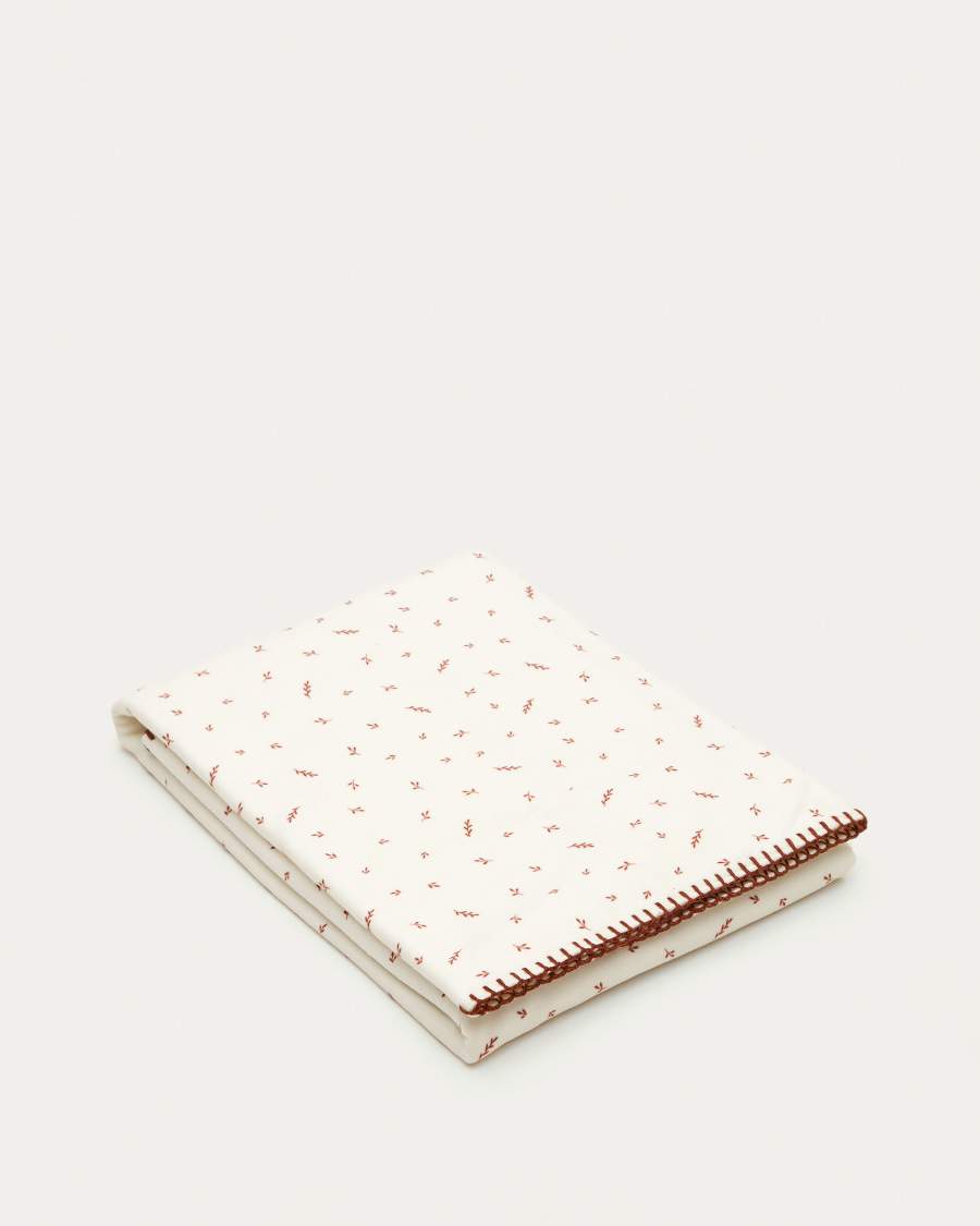 Deya fleece blanket with maroon leaf pattern, 68 x 103 cm