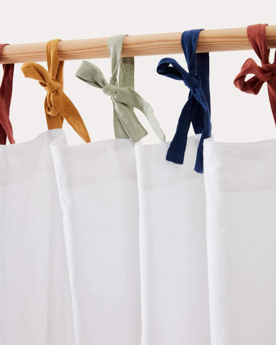 Zelda curtain 100% white cotton and multicolored ties 135 x 270 cm