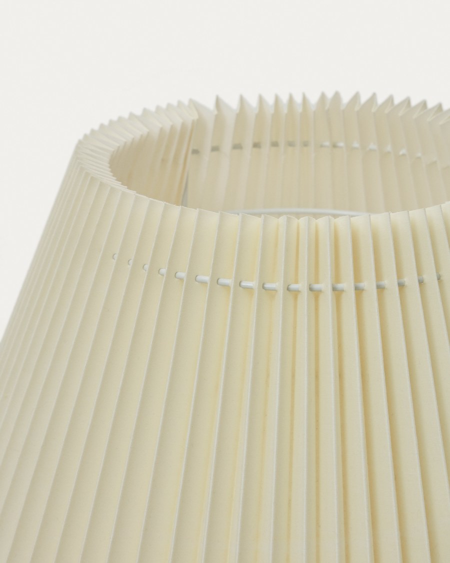 Lampadaire Benicarlo en bois d'hévéa finition naturelle et beige prise UK