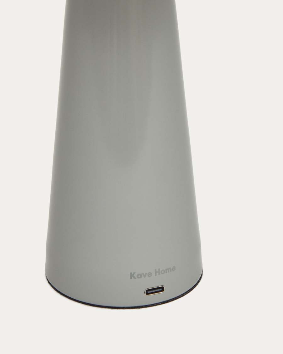 Lampe de table petit format Arenys en métal peint gris prise