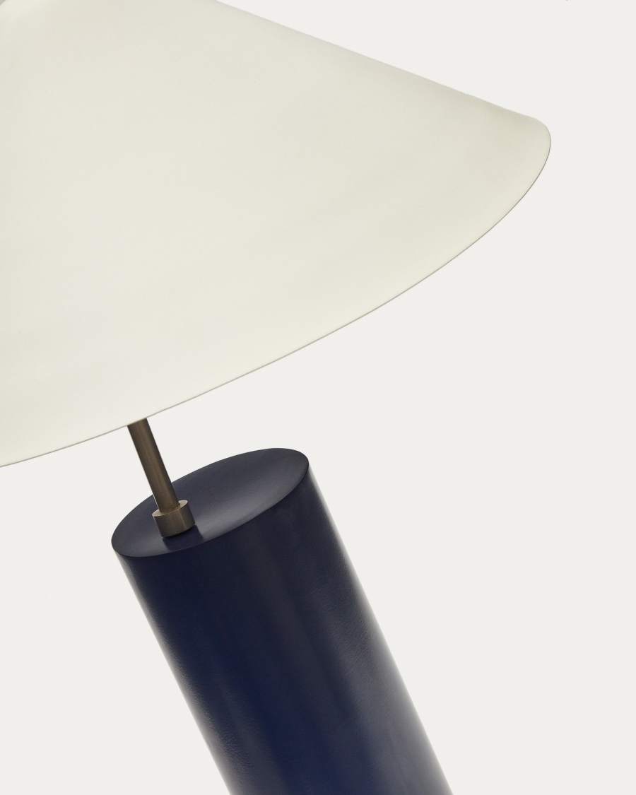 Shiva metal table lamp with blue and white painted finish, 73 cm, UK adaptor