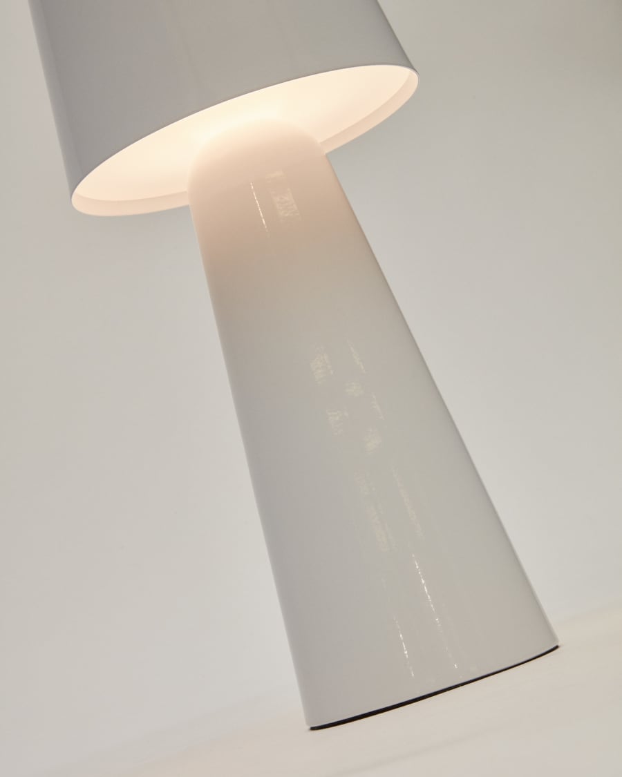 Lampe de table grand format Arenys en métal peint blanc